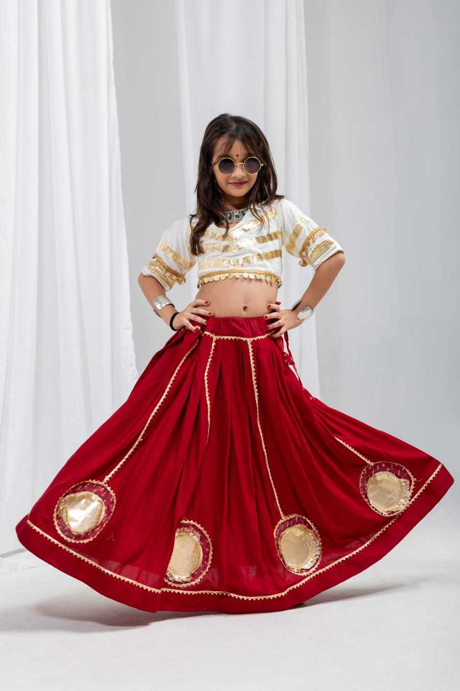 Kumkum Reyon Cotton Kids Lehenga JT-142681
