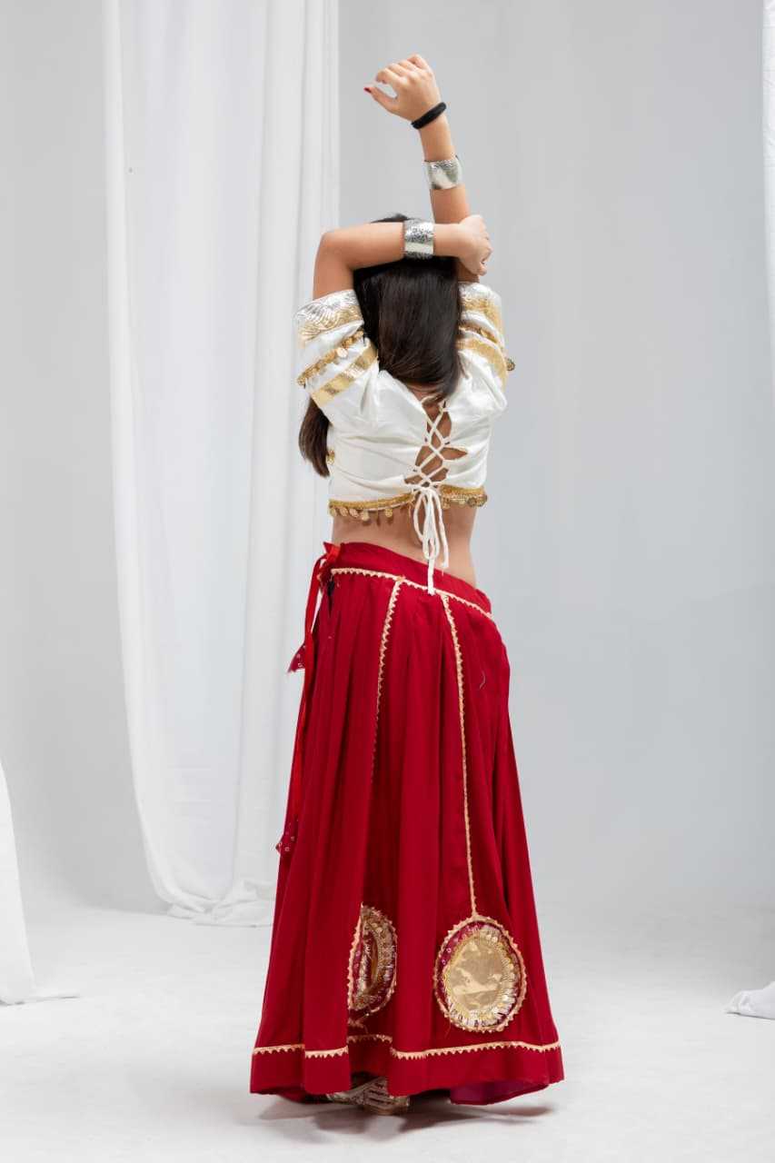 Kumkum Reyon Cotton Kids Lehenga