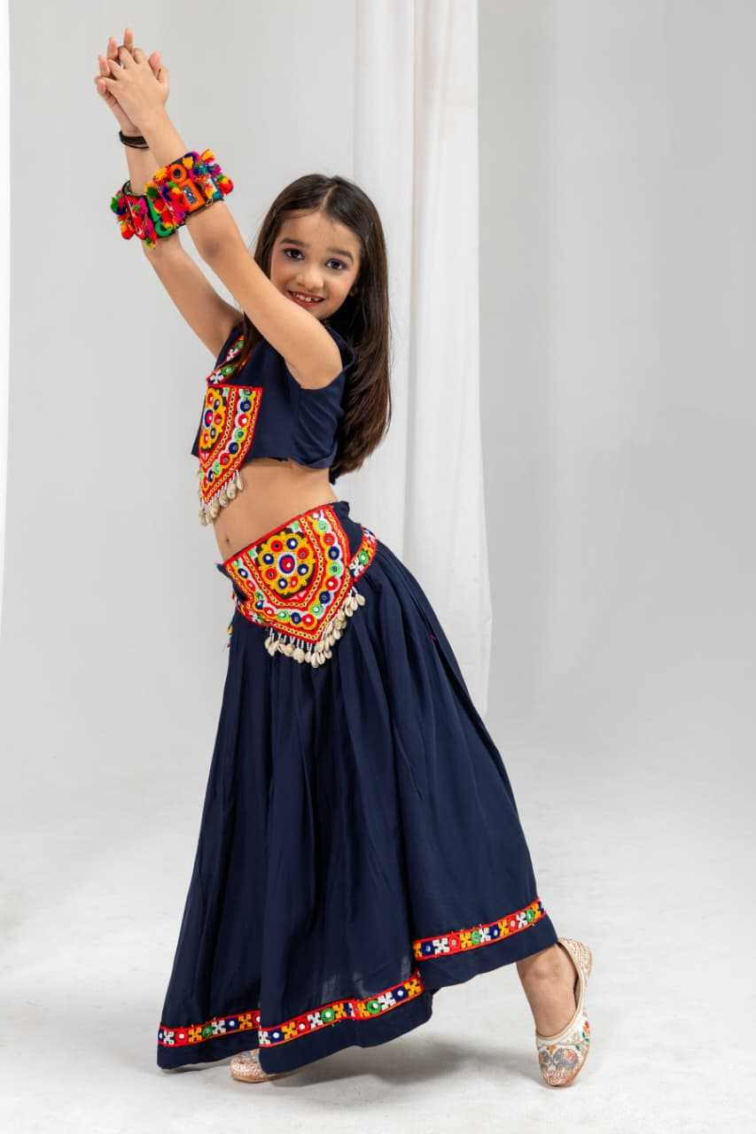 Mayuri Reyon Cotton Kids Lehenga in Nevy Blue