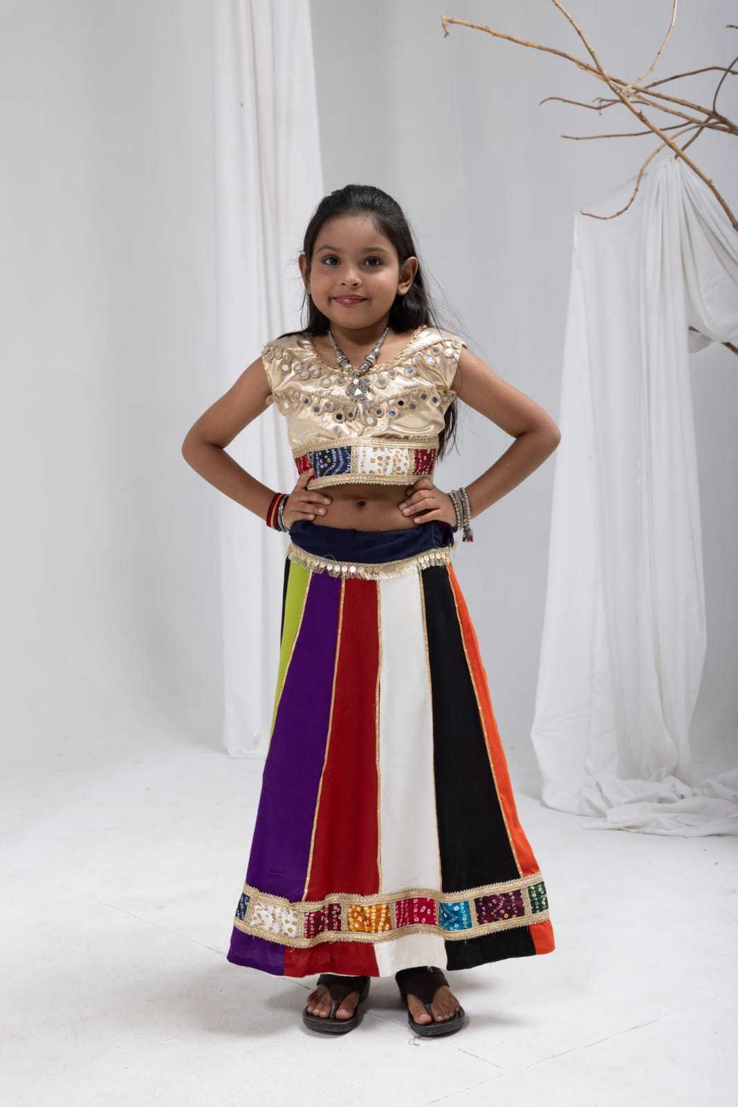 Rainbow Reyon Cotton Kids Lehenga