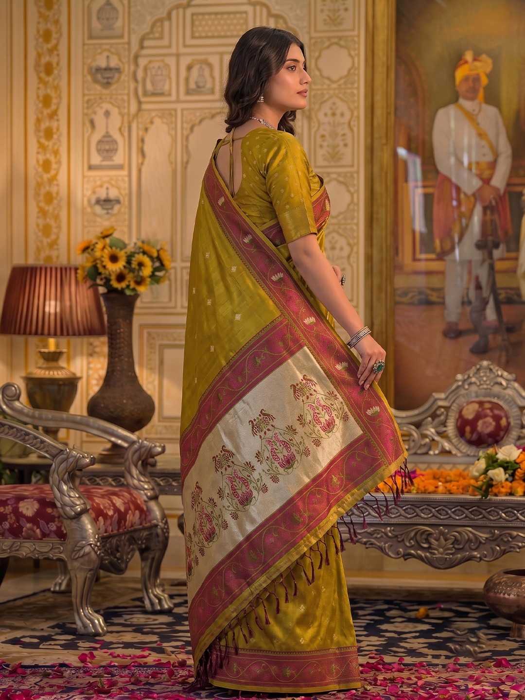 Tissue Silk Soft Saree in Mustard