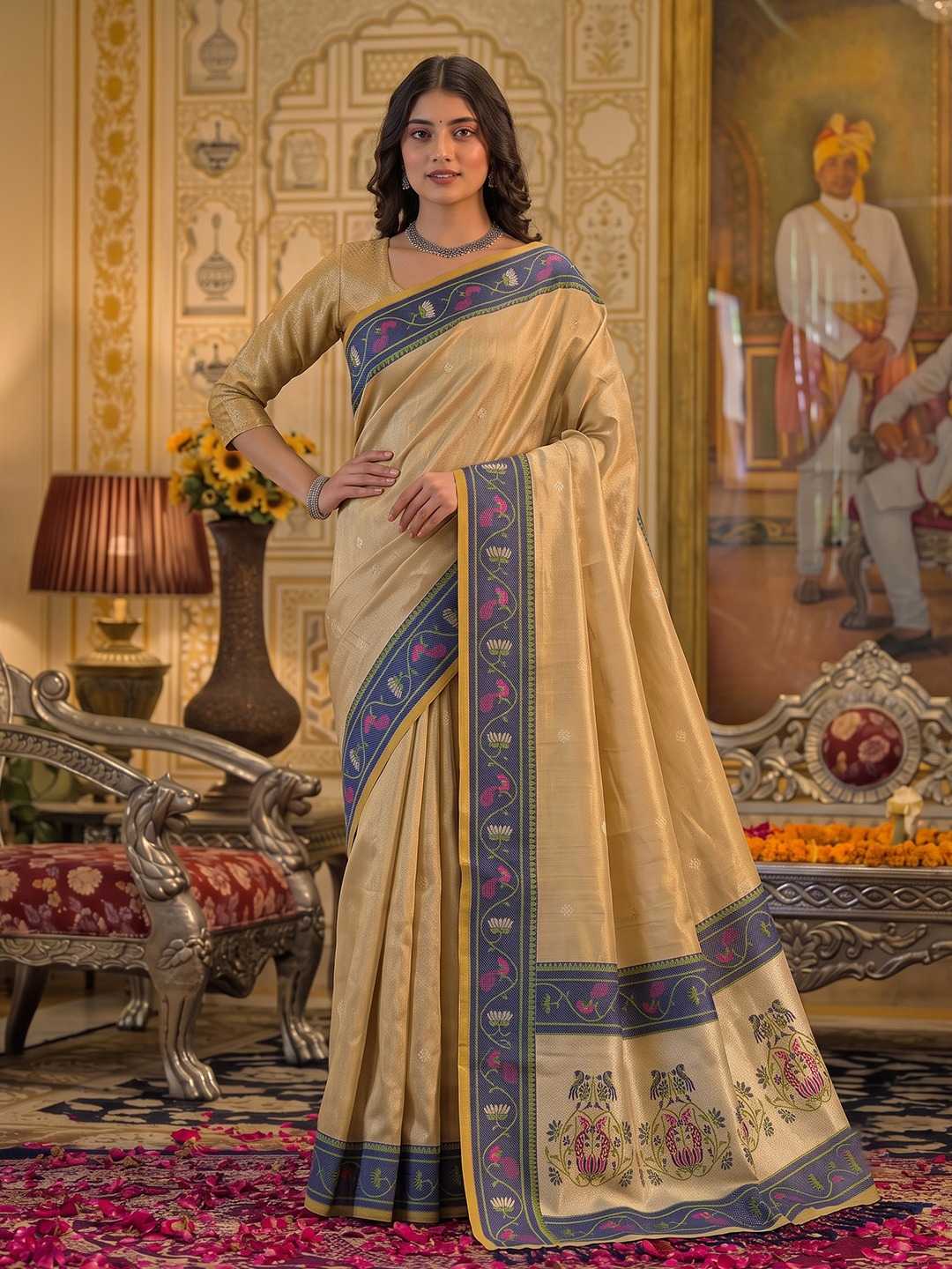 Tissue Silk Soft Saree in Mustard