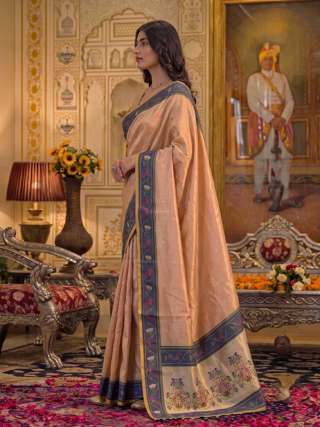 Tissue Silk Soft Saree in Mustard