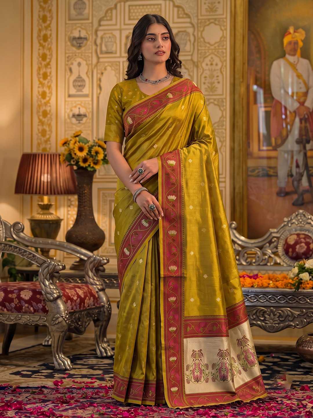 Tissue Silk Soft Saree in Mustard