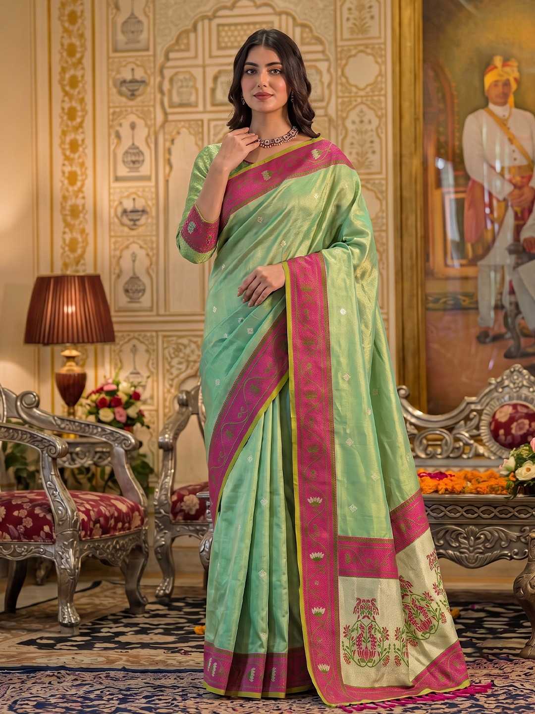 Tissue Silk Soft Saree in Mustard