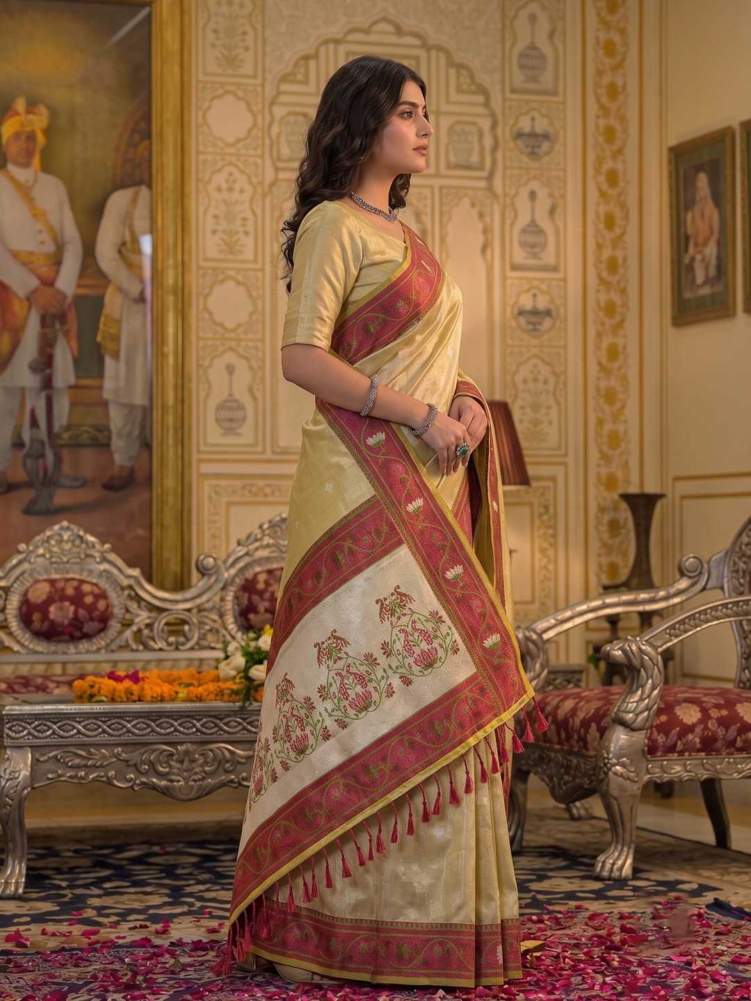 Tissue Silk Soft Saree in Mustard