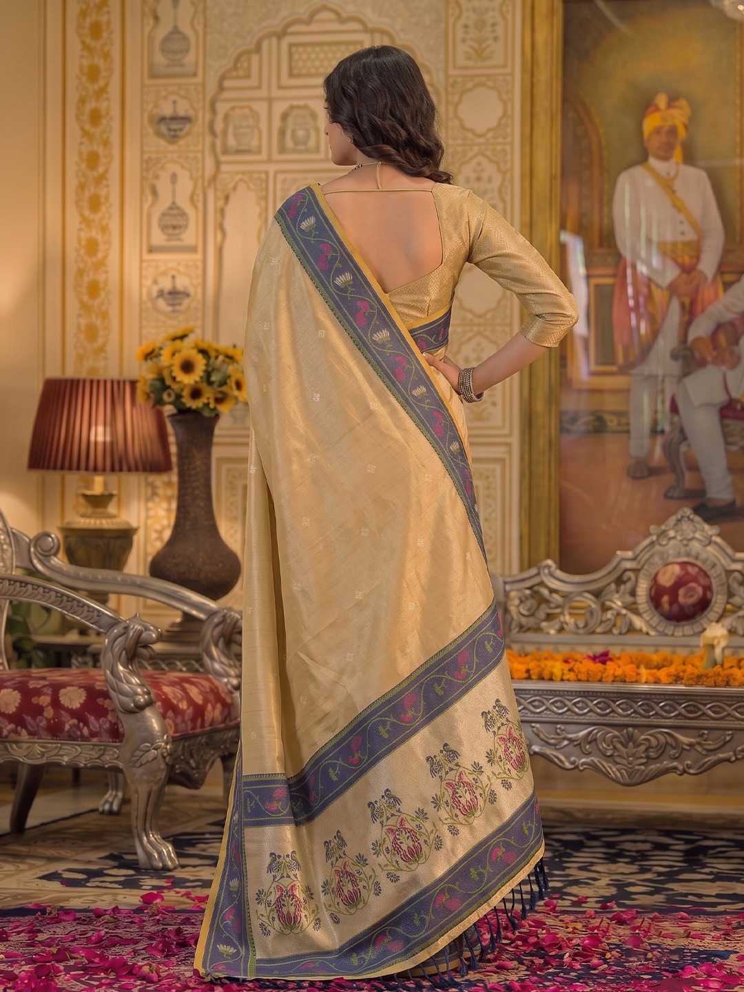Tissue Silk Soft Saree in Mustard