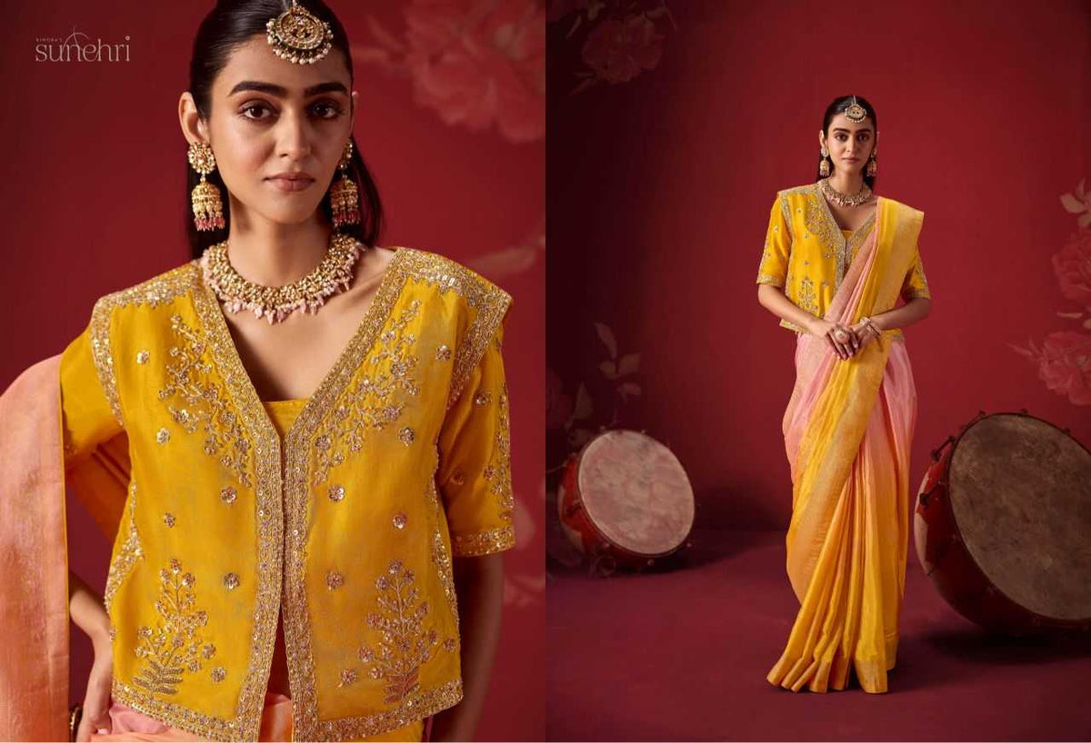 Crepe Silk Soft Saree in Yellow