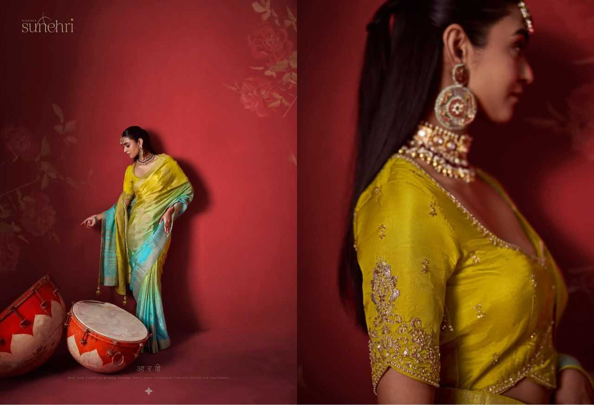 Crepe Silk Soft Saree in Yellow