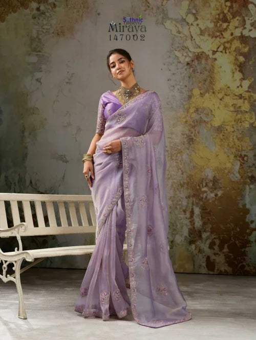 Miraya Tissue Embroidered Saree