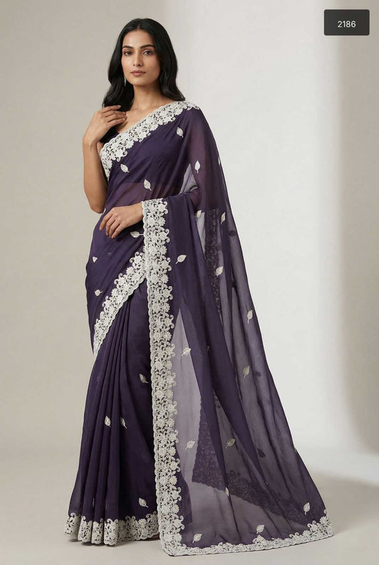 Premium Georgette Designer Saree in Teal Blue