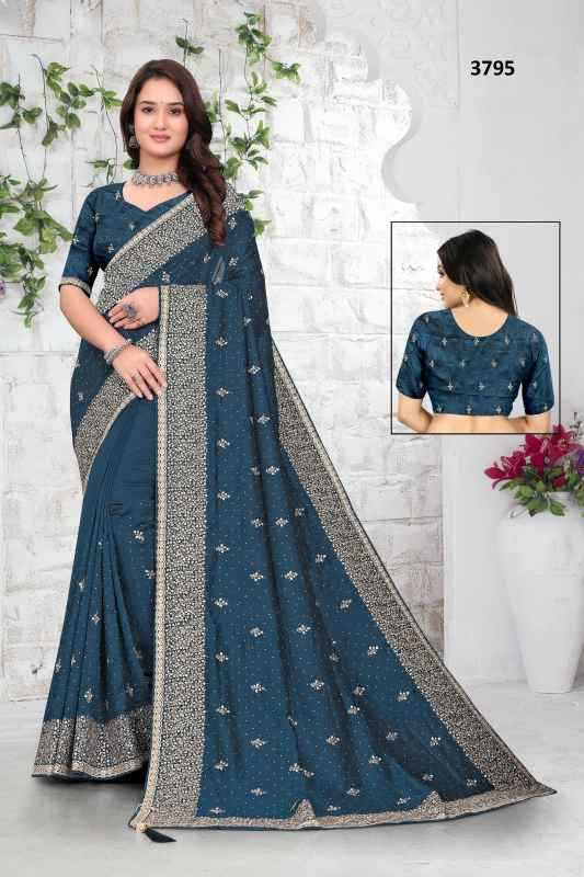 Vichitra Silk Embroidered Saree