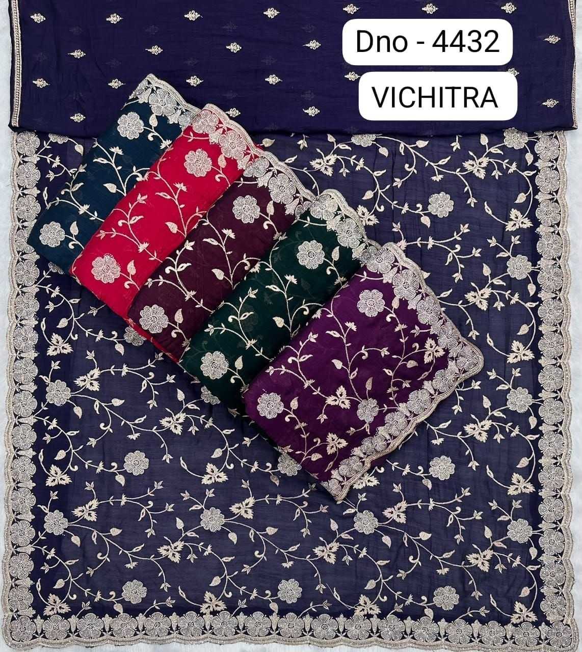 Soft Vichitra Designer Saree in Purple