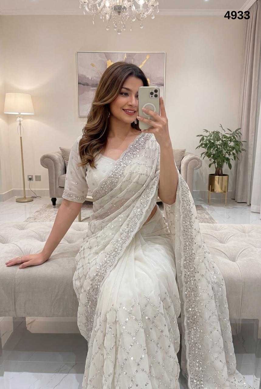 Aanya Silver Plated Sequin Saree