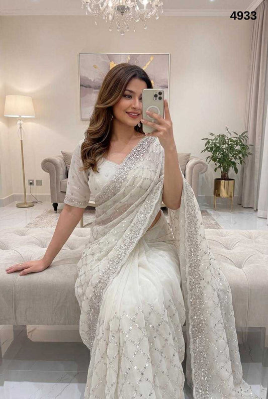 Aanya Silver Plated Sequin Saree