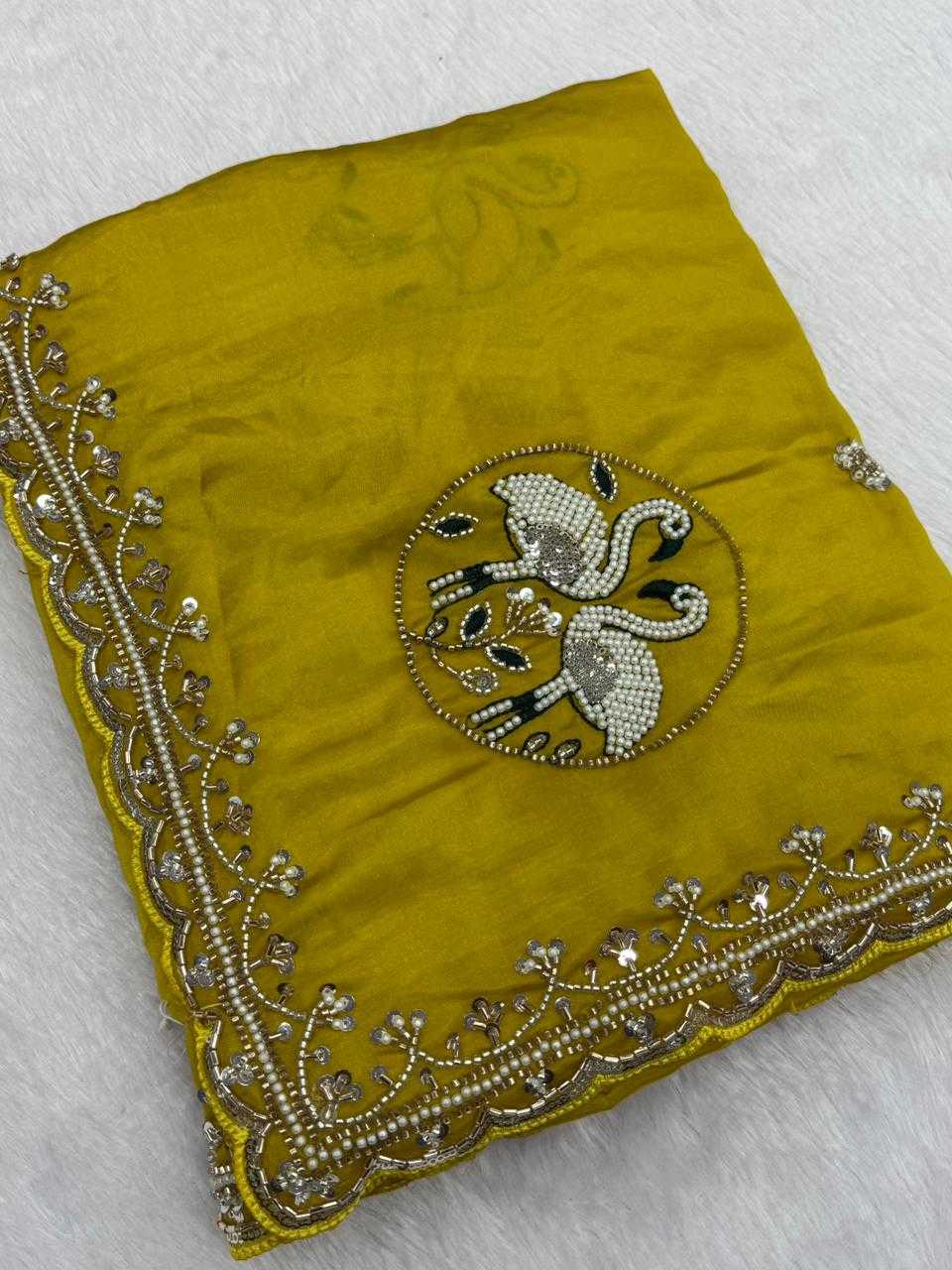 Soft Silk Designer Saree in Rani