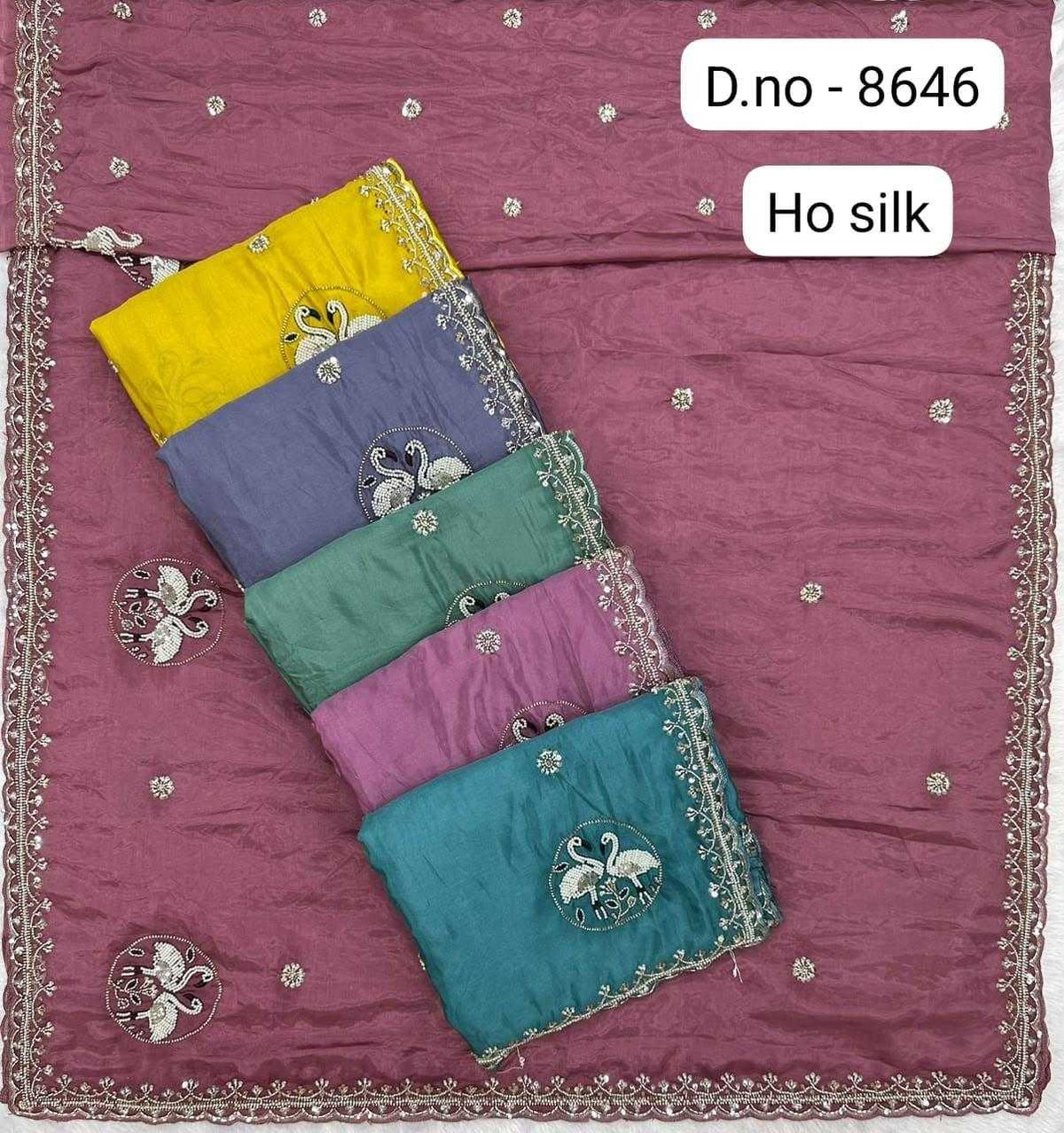 Soft Silk Designer Saree in Rani
