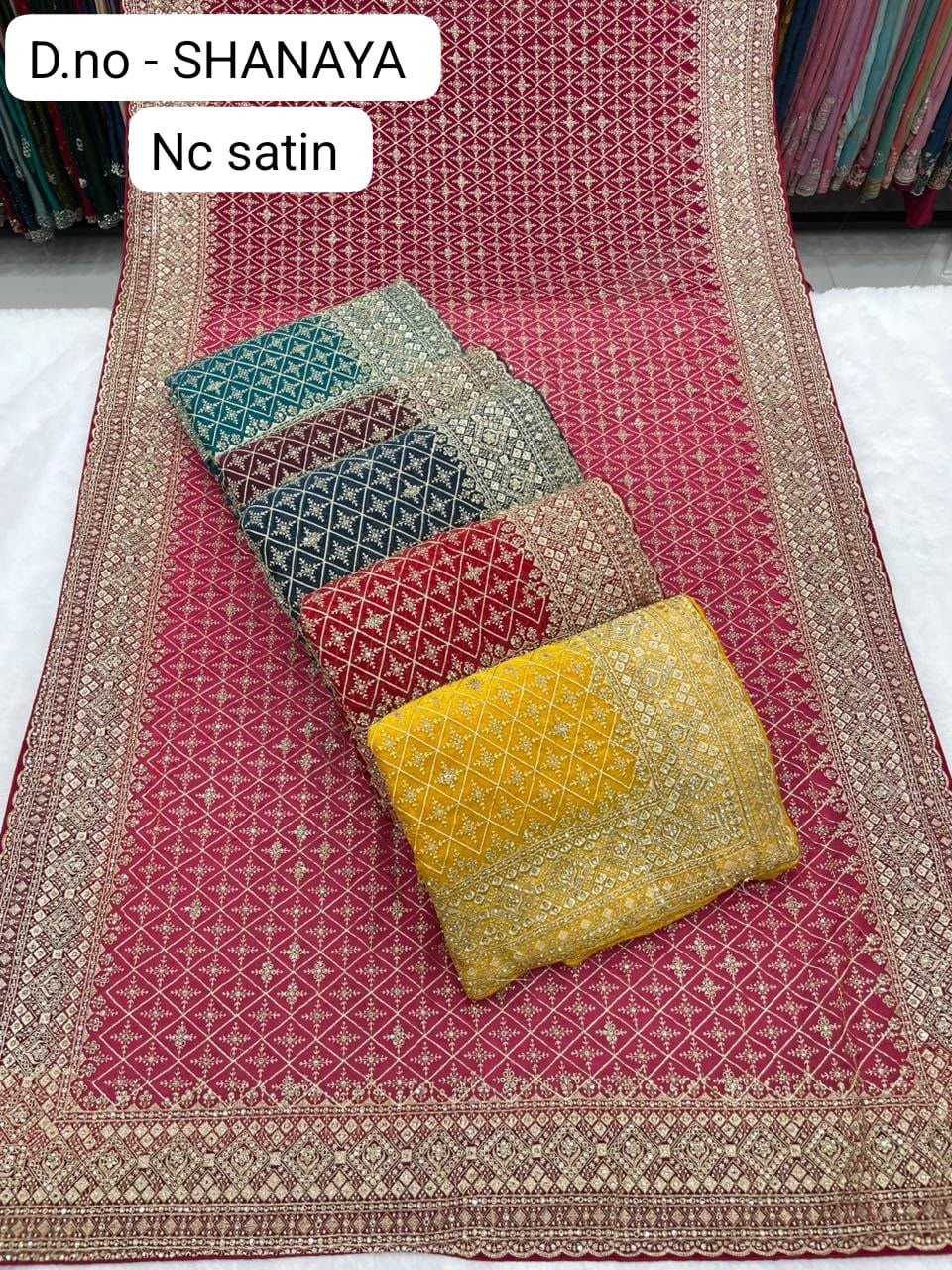 Satin Embroidered Saree