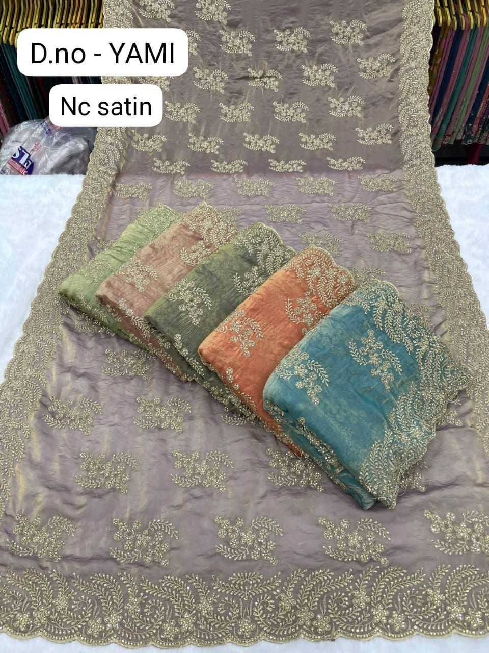 Satin Embroidered Saree