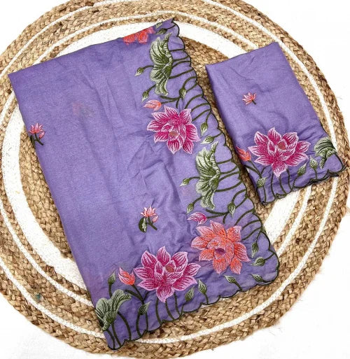 Aanya Tussar Silk Saree in Lavender