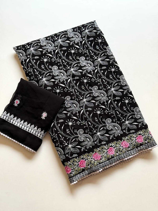 Aarohi Premium Georgette Designer Saree in Black