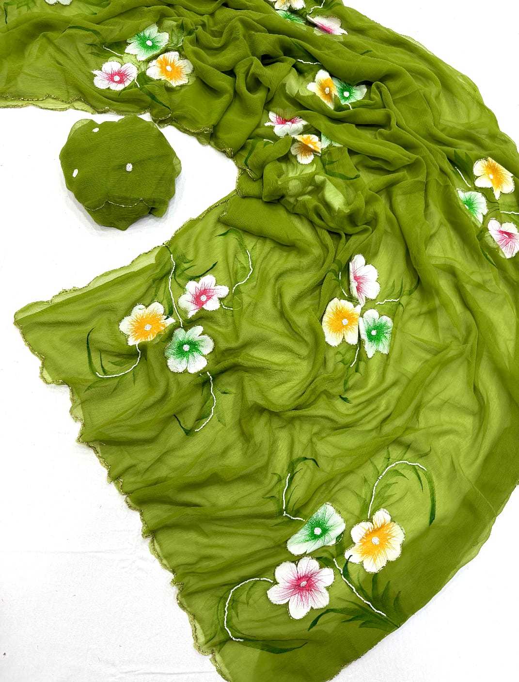 Aarohi Pure Chiffon Hand Work Saree