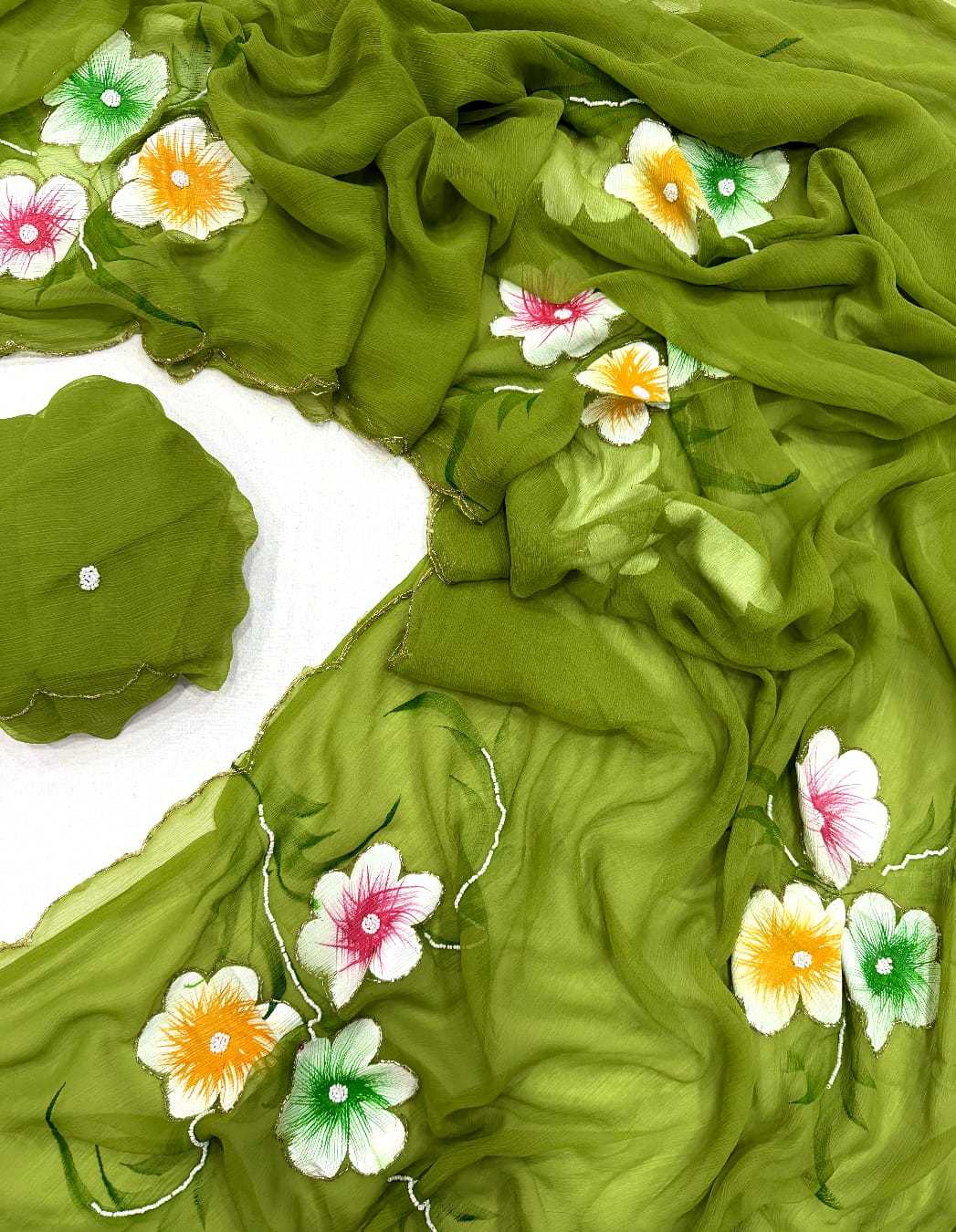 Aarohi Pure Chiffon Hand Work Saree