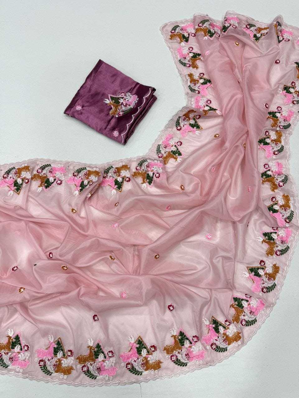 Aarohi Tissue Embroidered Saree