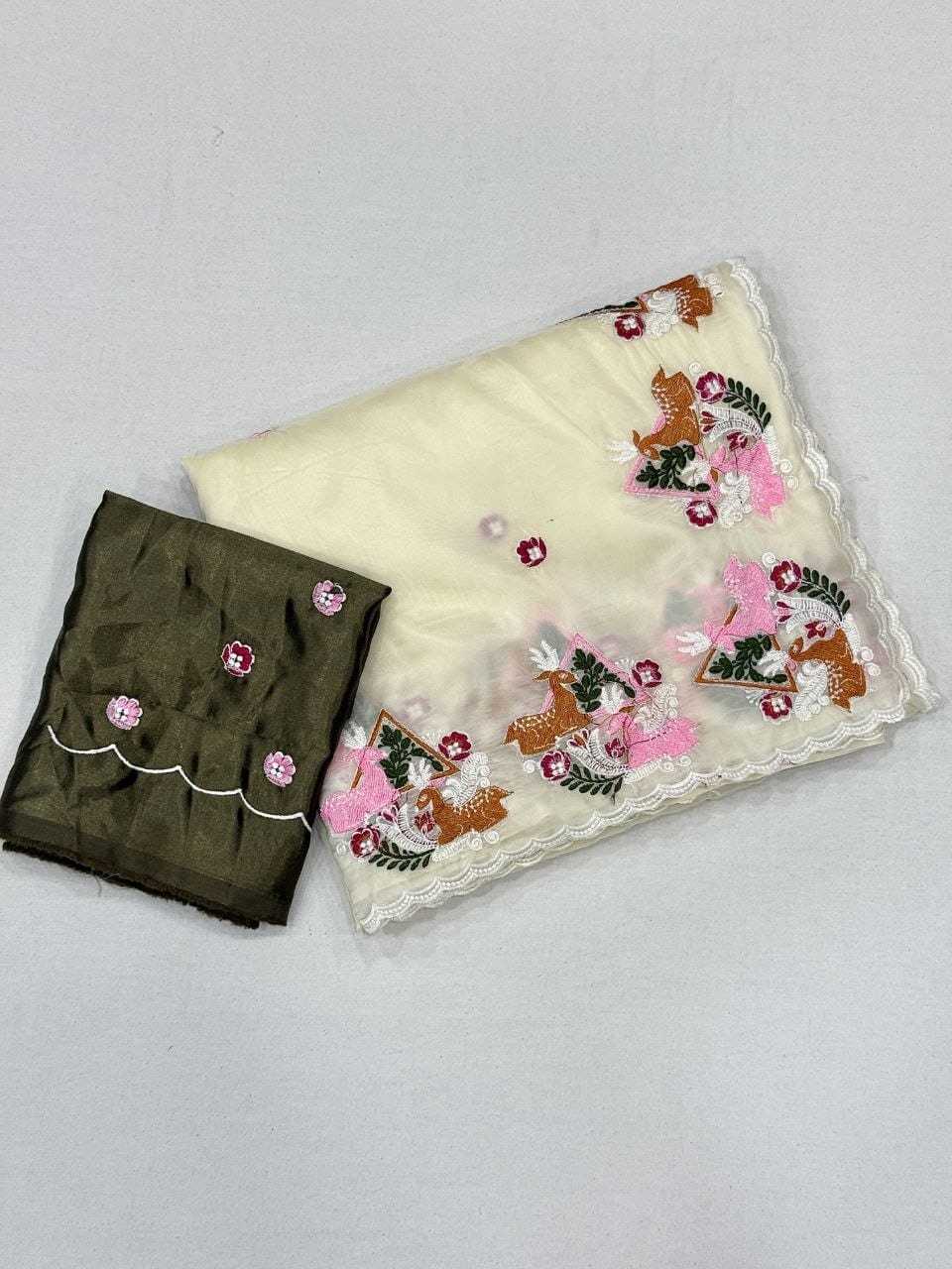 Aarohi Tissue Embroidered Saree