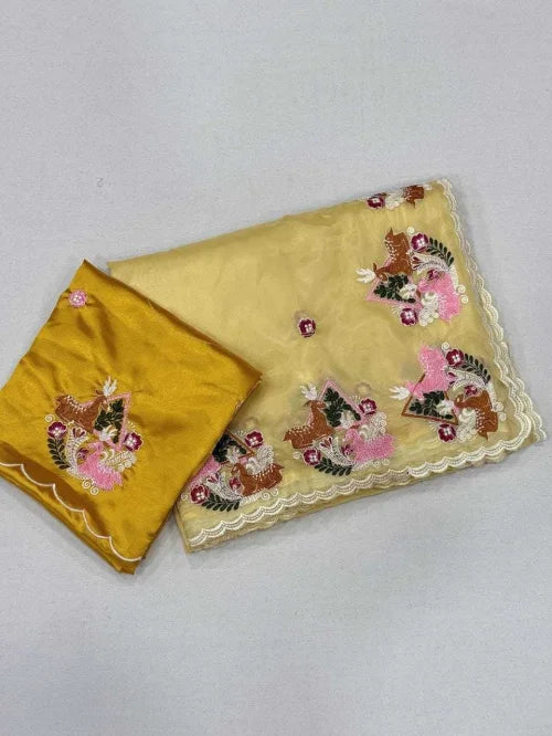 Aarohi Tissue Embroidered Saree