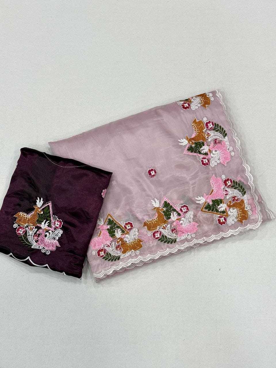 Aarohi Tissue Embroidered Saree