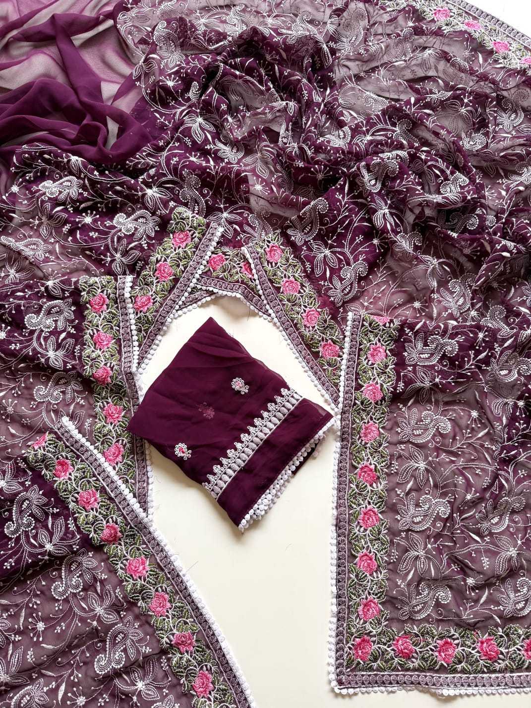 Amrita Premium Georgette Designer Saree in Purple
