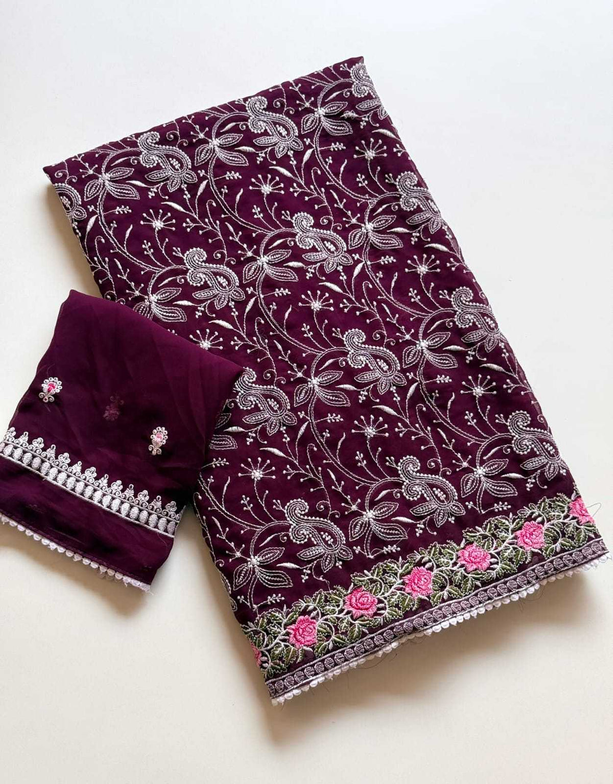 Amrita Premium Georgette Designer Saree in Purple