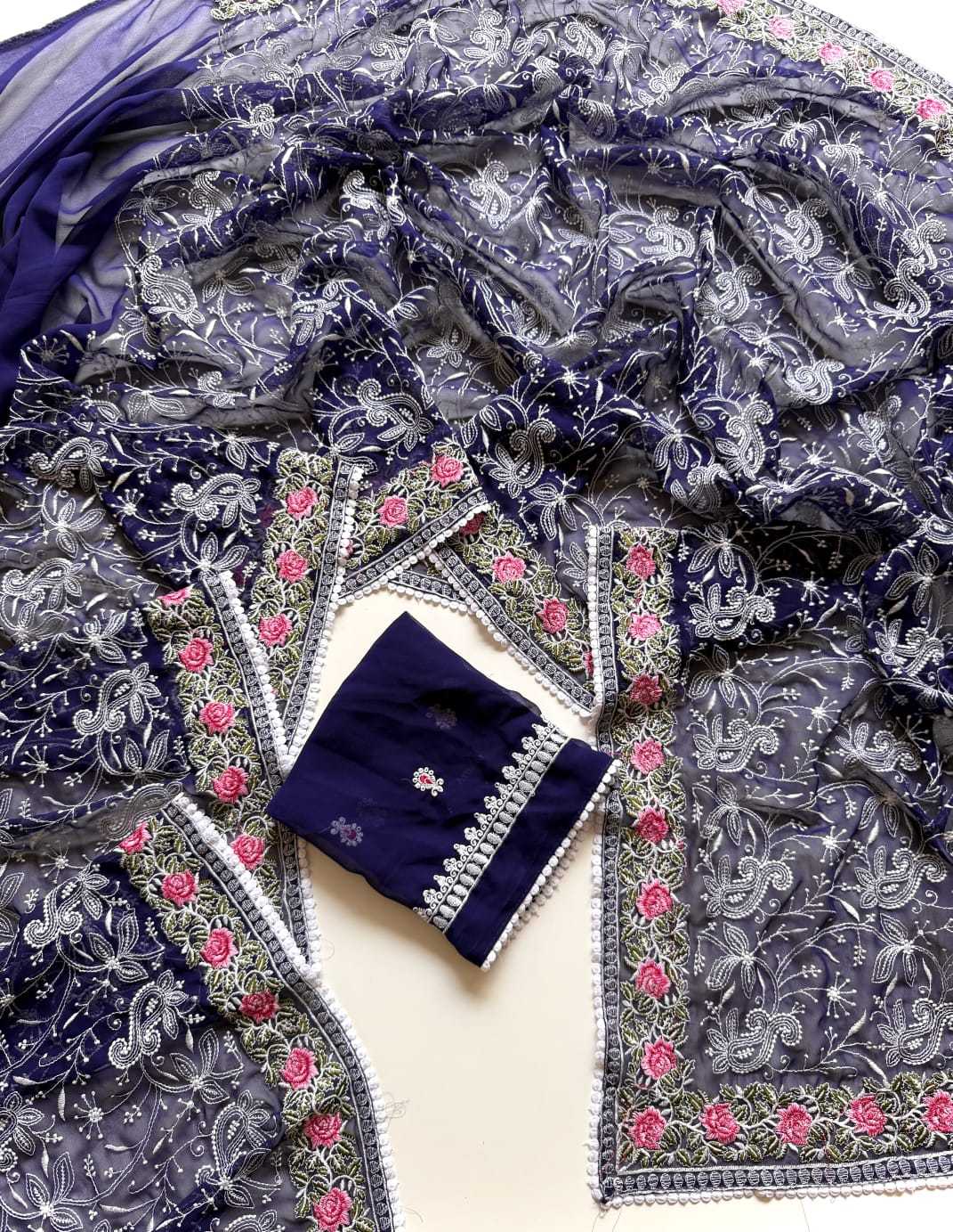 Amrita Premium Georgette Designer Saree in Purple