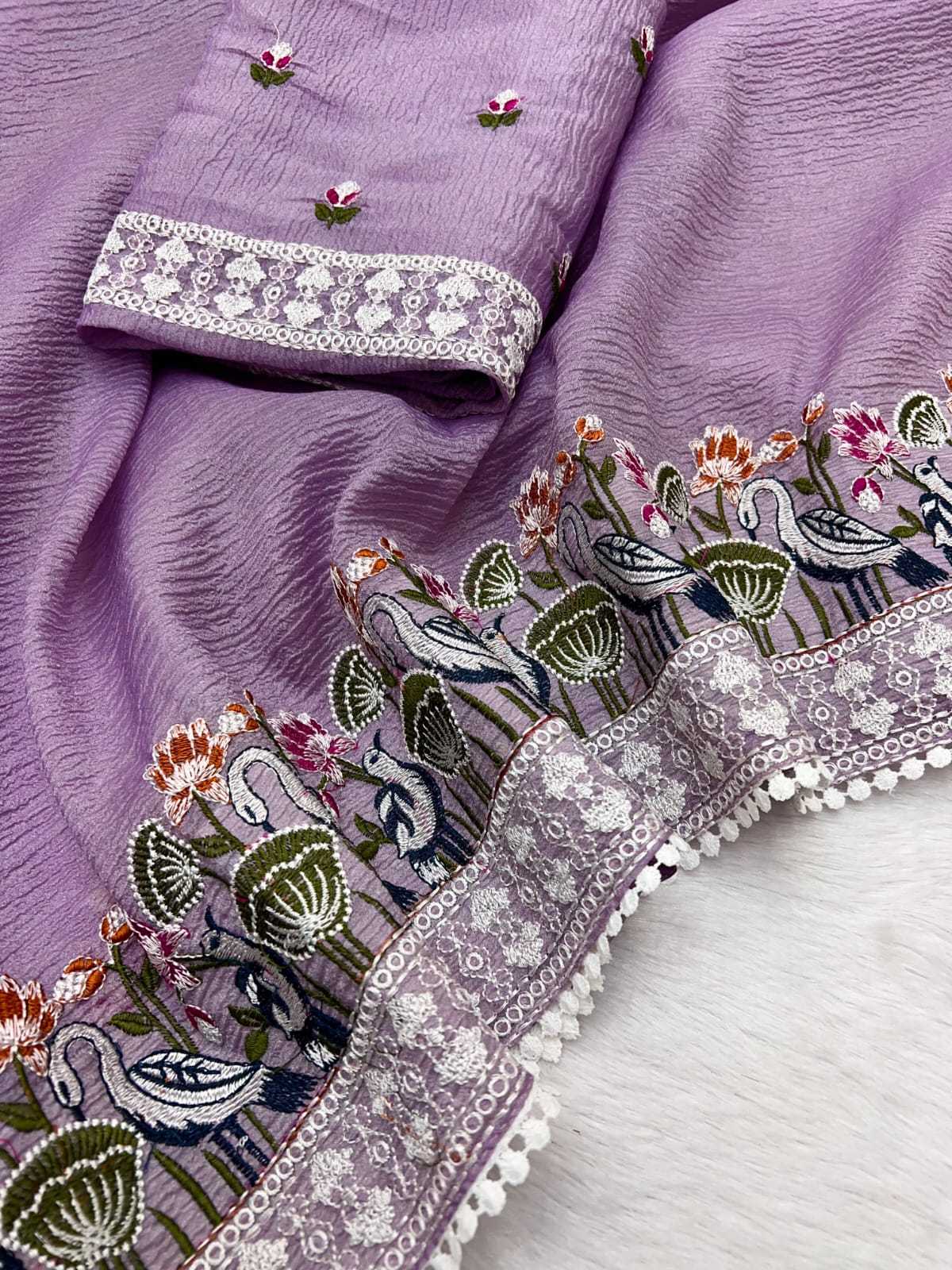 Garima Premium Georgette Designer Saree in Lavender