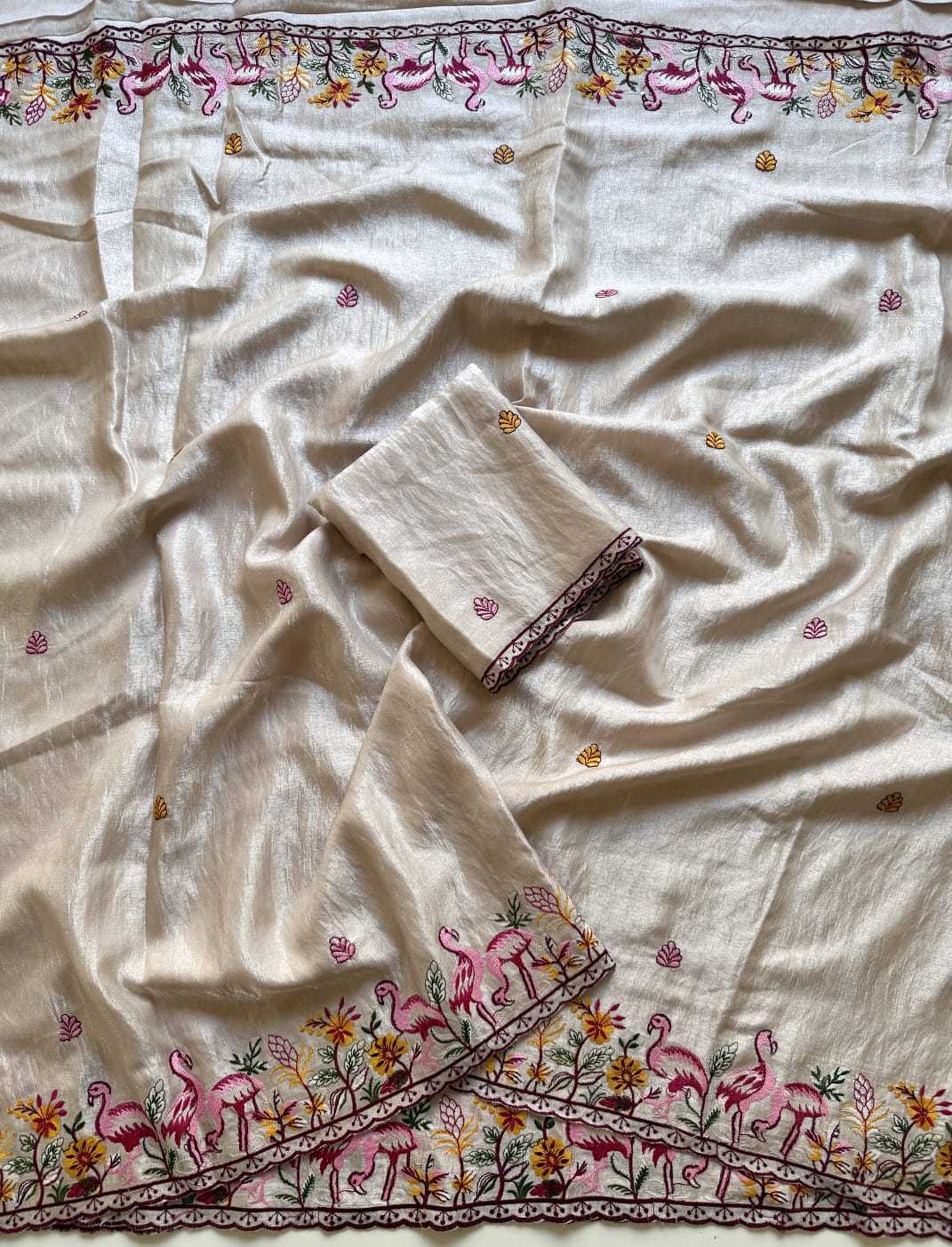 Hrida Satin Embroidered Saree