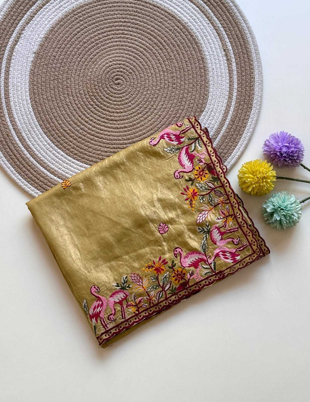 Hrida Satin Embroidered Saree