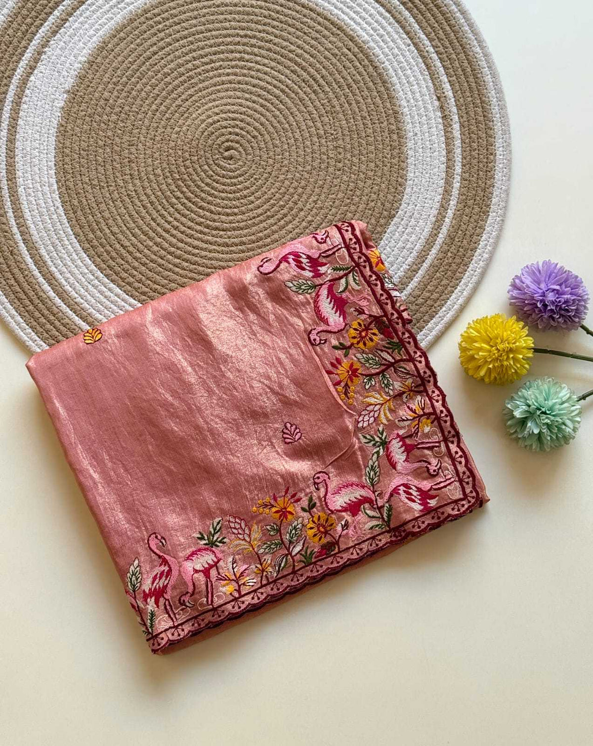 Hrida Satin Embroidered Saree