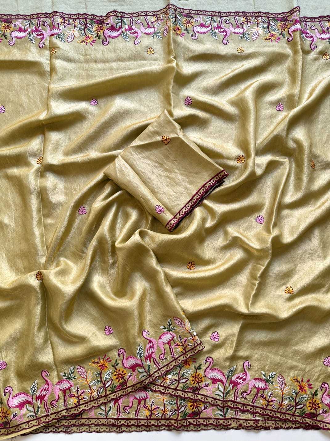 Hrida Satin Embroidered Saree
