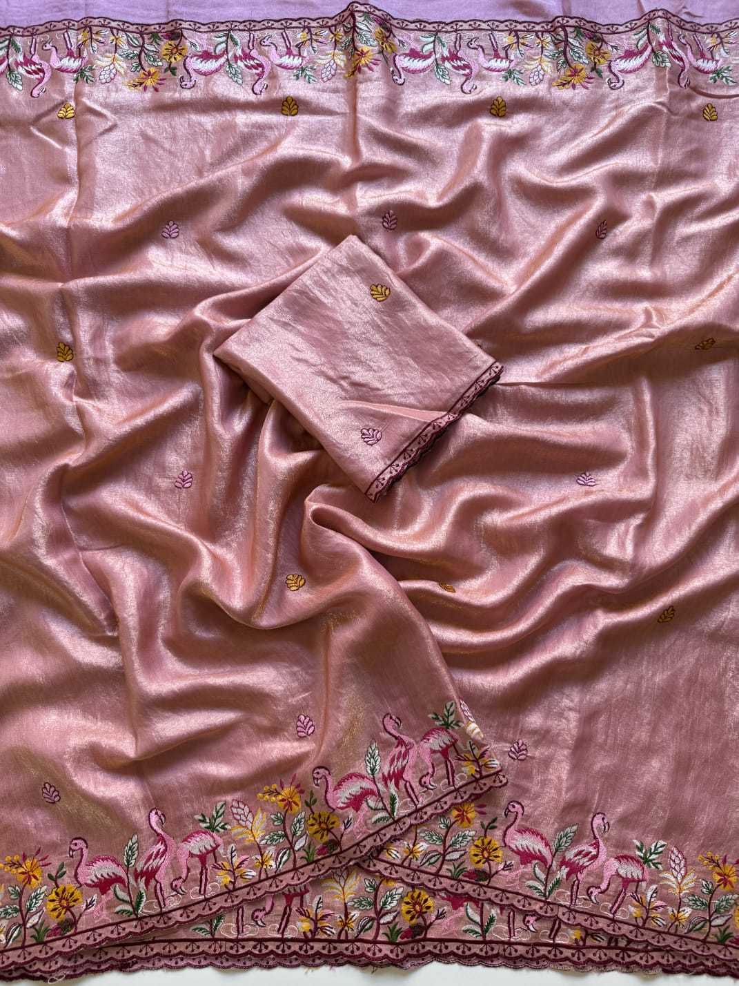 Hrida Satin Embroidered Saree