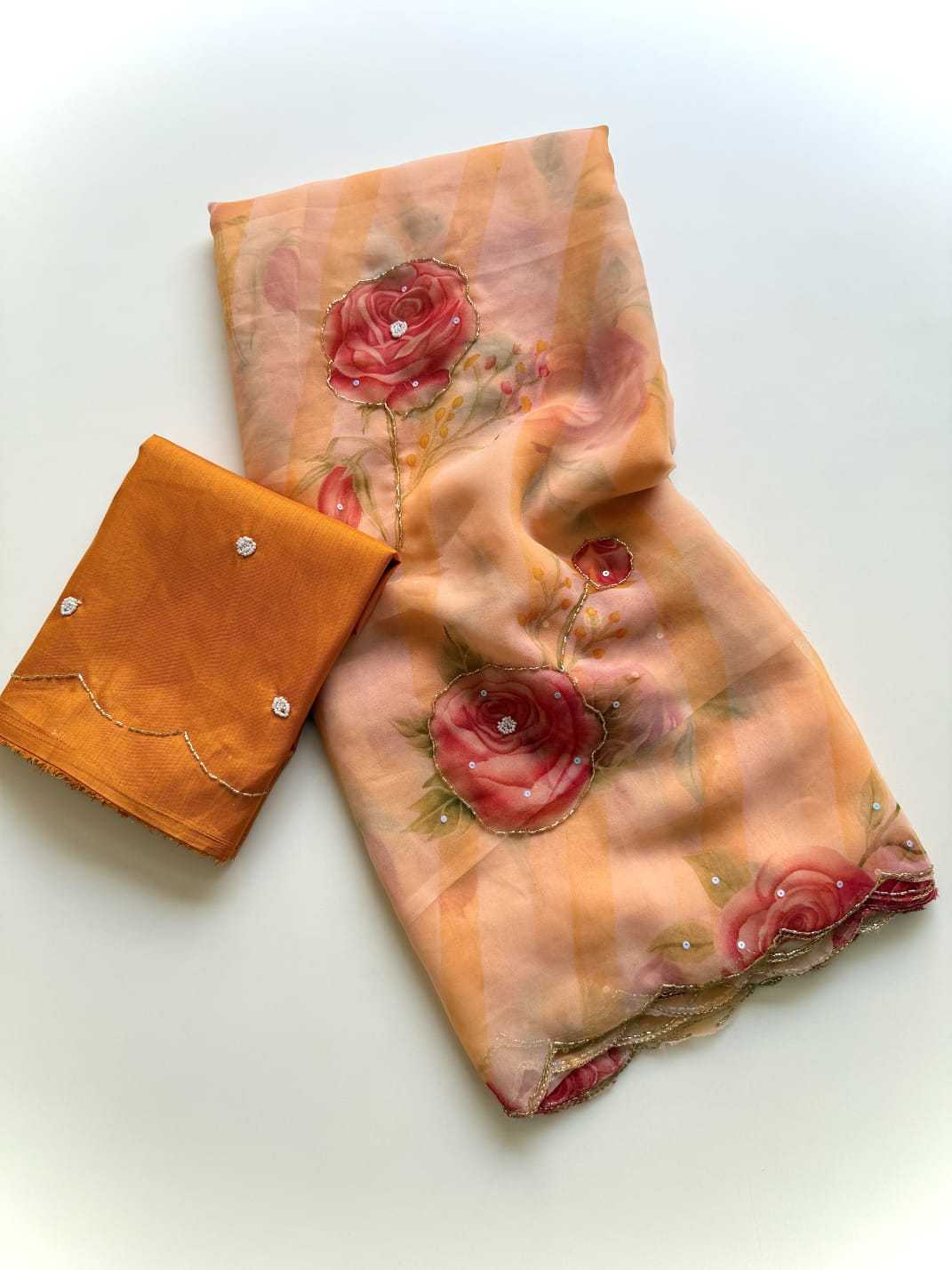 Malini Premium Georgette Designer Saree in Pink