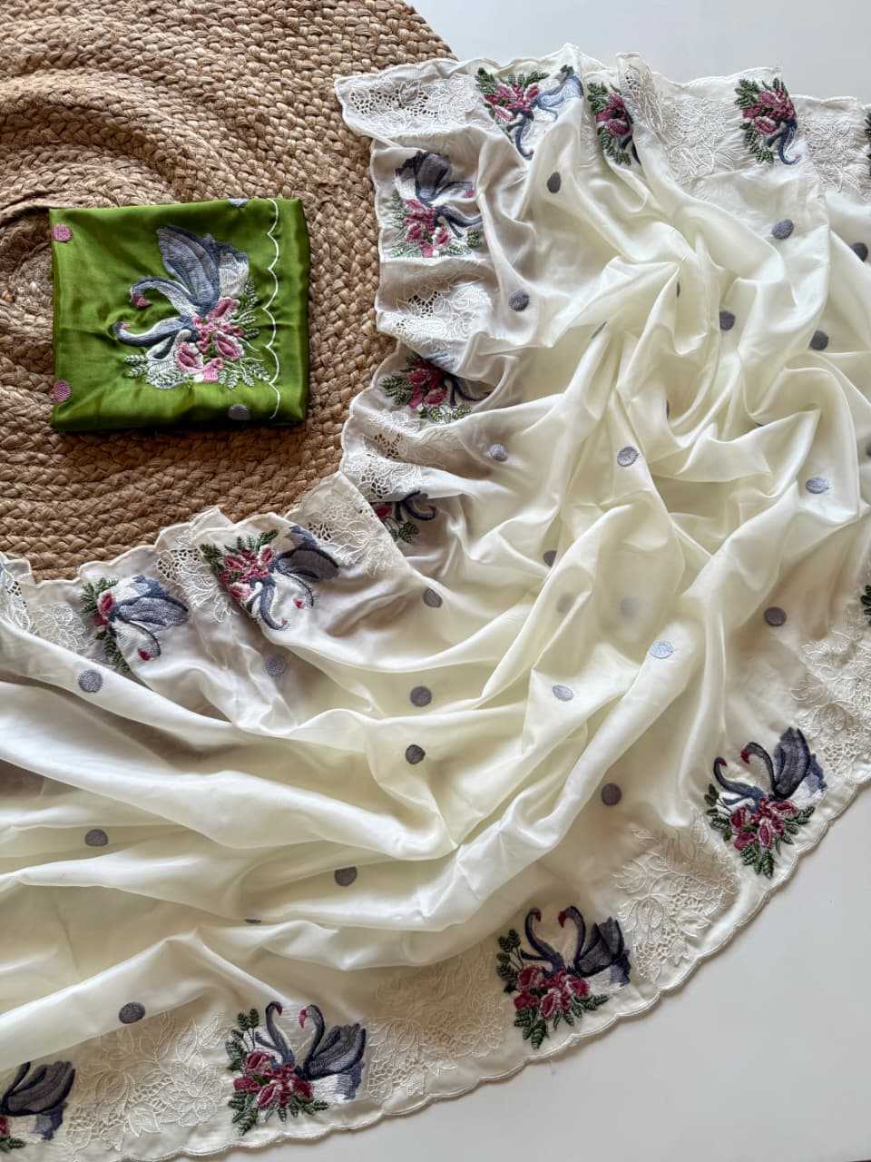 Tissue Embroidered Saree
