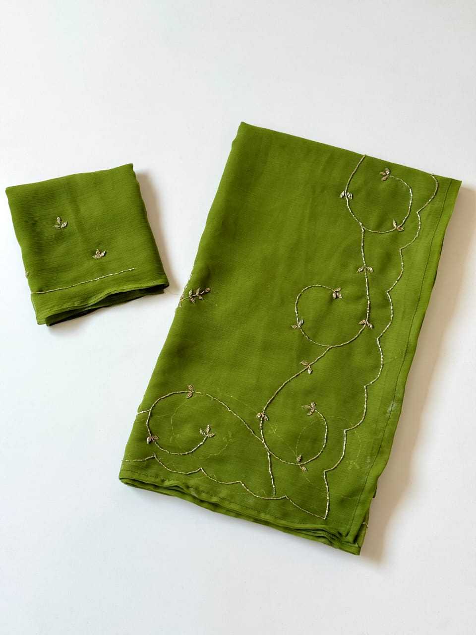 Pure Chiffon Hand Work Saree
