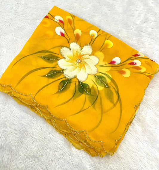 Schiffli Hand Work Saree