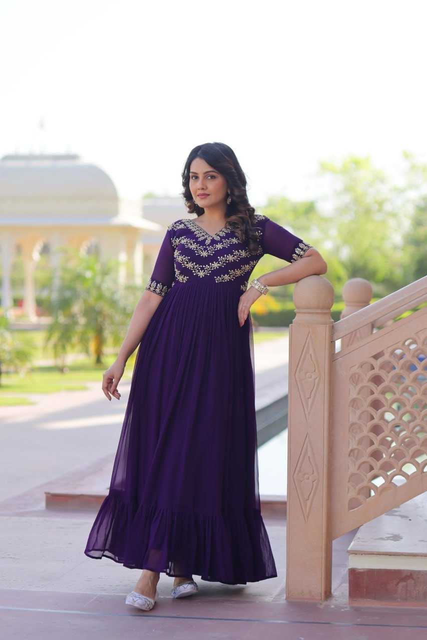 Faux Blooming Embroidery Gown