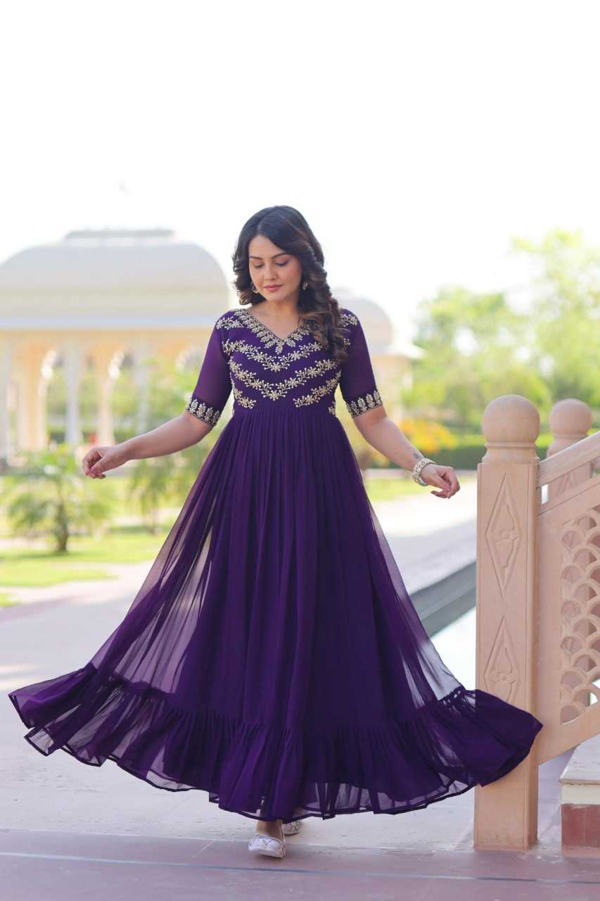 Faux Blooming Embroidery Gown