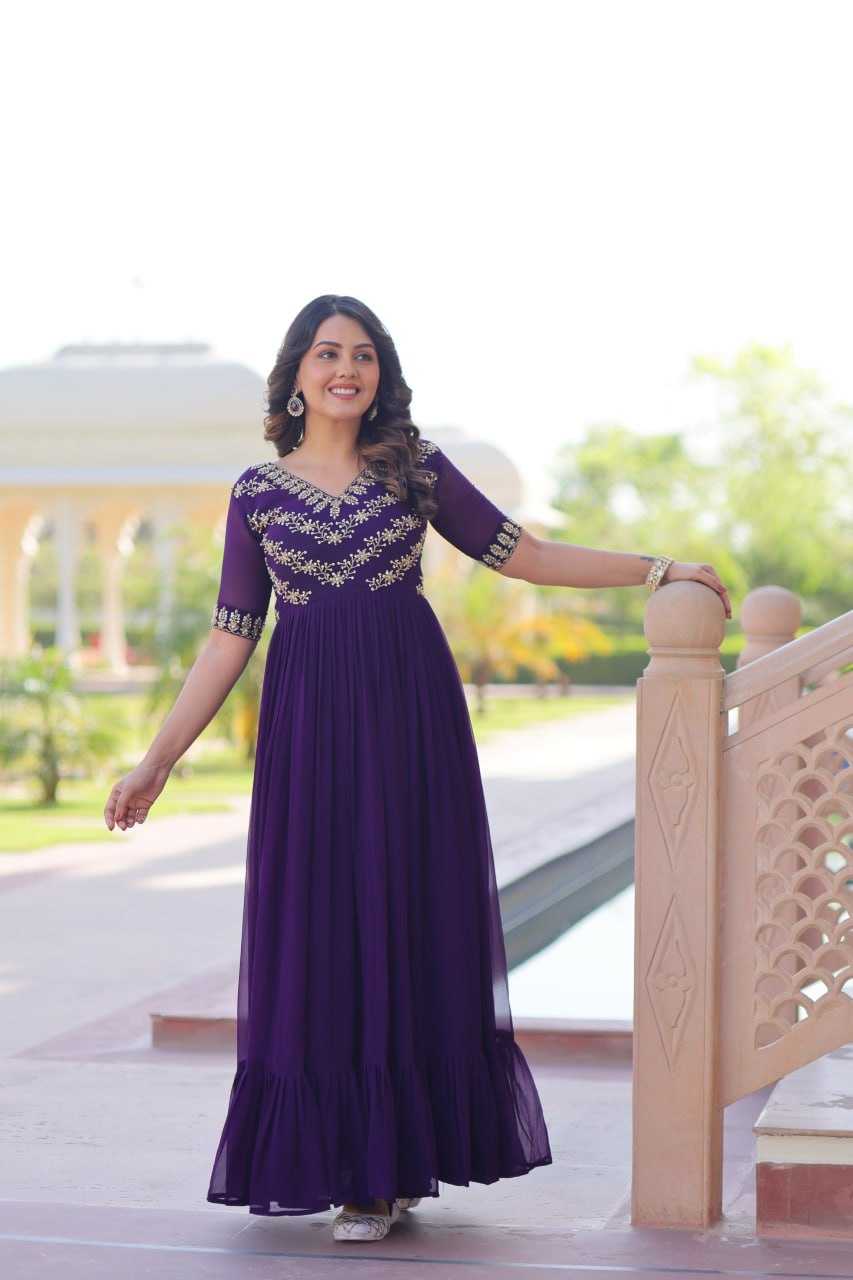 Faux Blooming Embroidery Gown