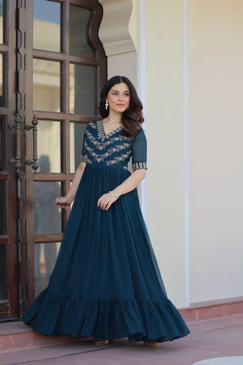 Faux Blooming Embroidery Gown