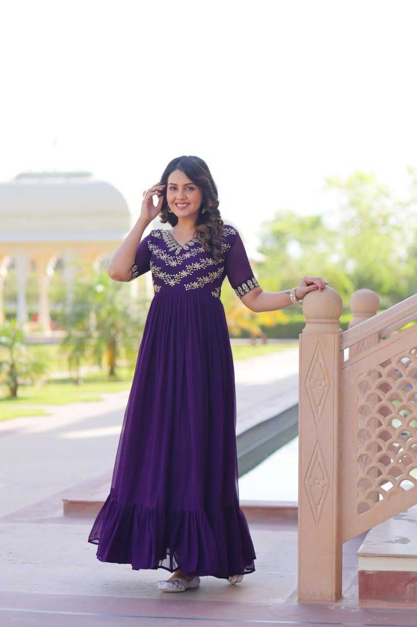Faux Blooming Embroidery Gown