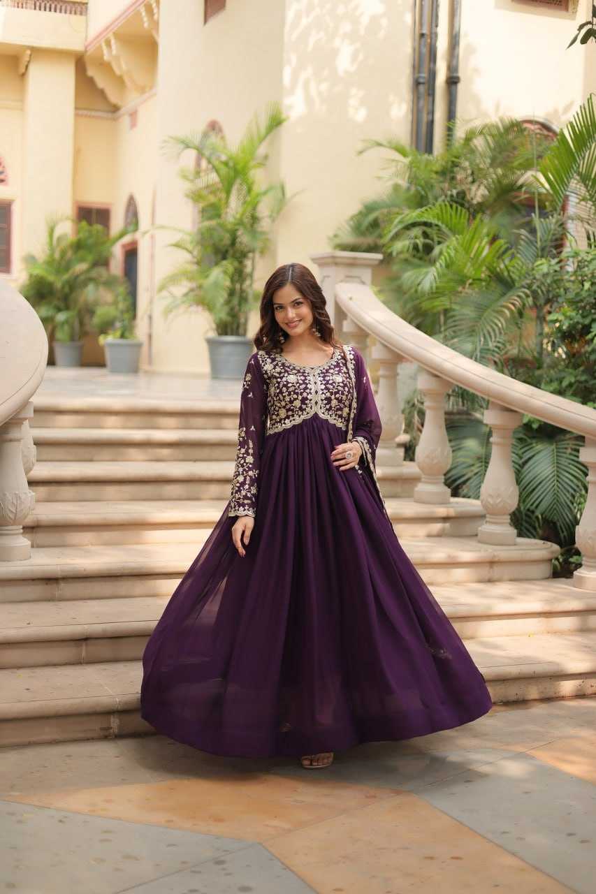 Faux Blooming Embroidery Gown